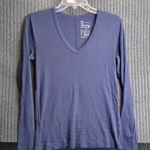 The Gap Bowery Women Soft V-neck Shirt Blue